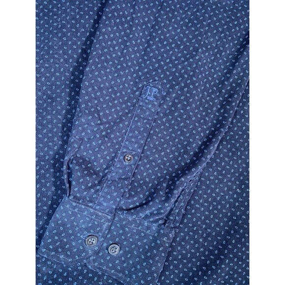 JP 1880 JOHANN POPKEN Baumwolle Blue Western Shirt BIG AND TALL - Picture 4 of 9